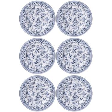 Imagem de Jogo 6 Pratos Sobremesa 21cm Tramontina Azzura em Porcelana Decorada Servir Tortas Doces