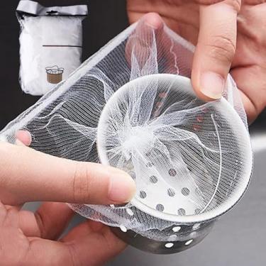 Imagem de 100 peças de sacos de malha de filtro descartáveis para cozinha ralos de esgoto orifício de drenagem saco de lixo antibloqueio rede de filtros limpos para piscina