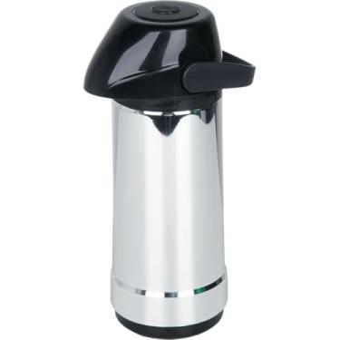 Imagem de Garrafa Térmica de Pressão 1L, Sistema de Bombeamento por Pressão, Recipiente para Bebidas Quentes e Frias (Prata)