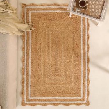Imagem de VEVARA HOMES Tapete de área de juta natural – Tapete trançado rústico à mão para sala de estar e quarto, 10 x 1,8 m