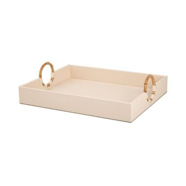 Imagem de Bandeja Decorativa em MDF com Revestimento em PU Bege 40cm 18239P Mart