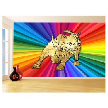 Imagem de Papel De Parede 3D Animais Pop Art Touro Bull 3,5M Pxa186 - Você Decor