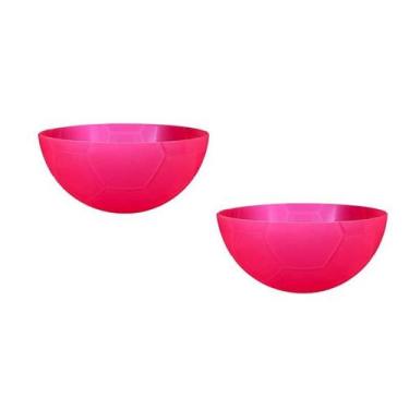 Imagem de Kit 2 Petisqueira Futebol Rosa Neon 240Ml Plástico - Bb Store