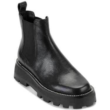 Imagem de KARL LAGERFELD PARIS Bota feminina clássica Mayde couro com sola de cano curto, Preto, 10