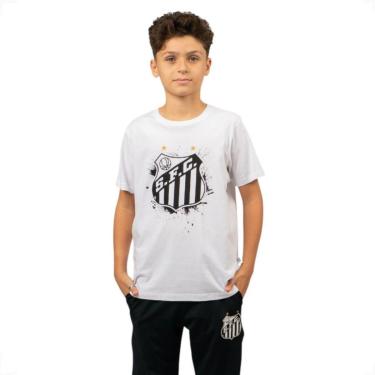 Imagem de Camiseta Juvenil do Santos Escudo Algodão Branca-Masculino