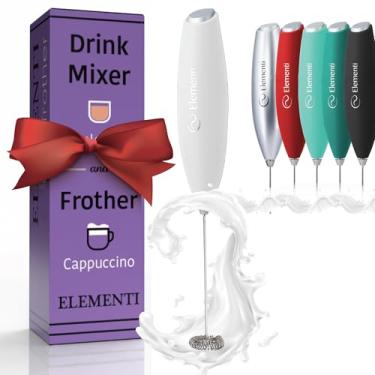 Imagem de Elementi Bastão De Espuma - Agitador Elétrico Portátil Para Leite, Fácil Usar, Bebidas Em Pó, Misturador Proteínas Durável E Potente, Agitadores Café (Branco)
