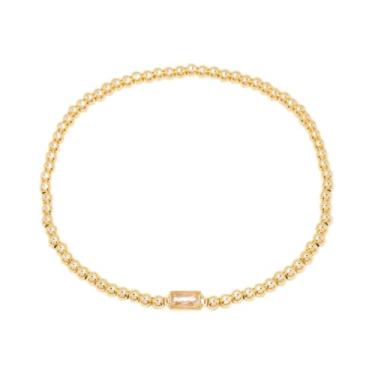 Imagem de Pulseira de pedra do mês de nascimento delicada para mulheres – Pulseiras elásticas modernas de amizade joias de aniversário presentes para aniversário, Natal, Dia dos Namorados, One Size, Aço de