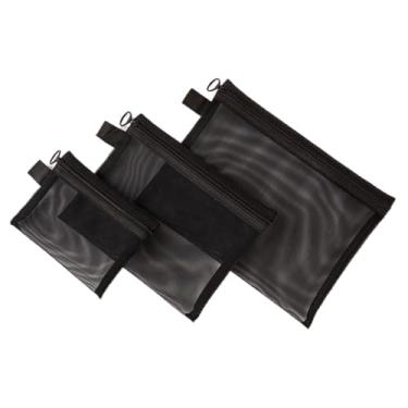 Imagem de 3 bolsas de armazenamento de malha transparente para cosméticos portáteis com zíper, bolsa organizadora de produtos de higiene pessoal para viagem de negócios, maquiagem e batom, acessórios de viagem