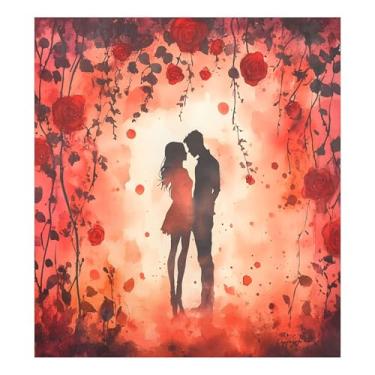 Imagem de SEHANY Capa magnética para máquina de lavar louça, pintura romântica para casais de Dia dos Namorados, adesivos magnéticos decorativos antiarranhões para painel de geladeira e lava-louças, decoração