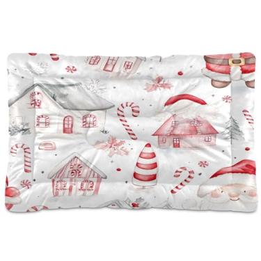 Imagem de SEHANY Cama de Natal para cães de Papai Noel, cama de gato com fundo antiderrapante, cama de canil, colchão macio para animais de estimação, lavável para cães pequenos, médios e grandes, gatos, 91 x
