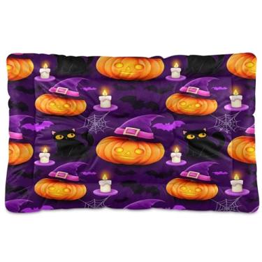 Imagem de SEHANY Cama de Halloween Pumpkins para cães e gatos com fundo antiderrapante, cama de canil, colchão macio para animais de estimação, lavável para cães pequenos, médios e grandes, gatos, 61 x 45 cm