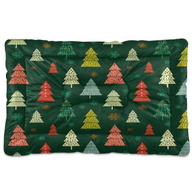 Imagem de SEHANY Cama de árvore de Natal em aquarela para cães e gatos com fundo antiderrapante, caixa de canil, colchão macio para animais de estimação, lavável para cães pequenos, médios e grandes, gatos, 91