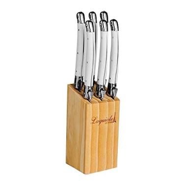 Imagem de Conjunto De 6 Facas Luxo Com Cepo De Madeira Branco La Tour Branco Pacote De 6 No Voltagev