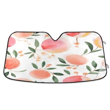 Imagem de ATTX Para-brisa de carro pêssego rosa 134.6 cm x 59.7 cm escudo solar universal com proteção UV, persiana de janela frontal automática dobrável para caminhões Sedans SUVs #26