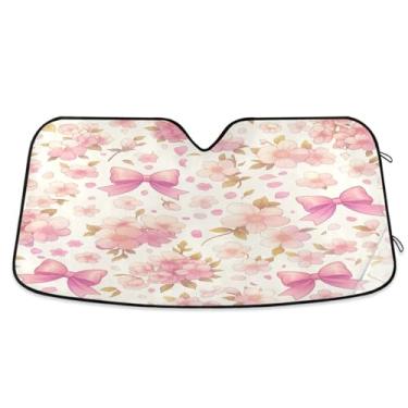 Imagem de ATTX Cereja com arco pára-brisa de carro 139.7 cm x 70.1 cm escudo solar universal com proteção UV, persiana de janela frontal automática dobrável para caminhões Sedans SUVs #667