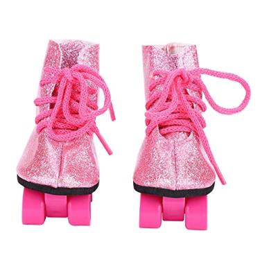 Imagem de Generic Sapatos de Patins para Boneca de bebê de 18 Polegadas, Acessório de Boneca Novo e Moderno, Acabamento Fino, Adequado para Seu Brinquedo de, Listra Rosa/colorida/preta e Branca (#01)