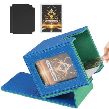 Imagem de Jaffzora Deck Box for MTG Commander, Magnetic Card Display Case, TCG Card Storage Box, Holds 100 Double-Sleeved Cards, Blue&Green