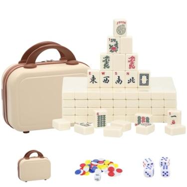 Imagem de VPH 30mm Ivory American Mahjong Set Small Beige Suitcase Set