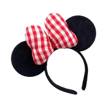 Imagem de Tiara De Pelúcia Mickey Mouse Minnie Com Laço De Poá, Ornamento De Cab