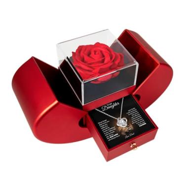 Imagem de Colar To My Beautiful Daughter da Mom & Dad | Pingente de zircônia cúbica com cartão de mensagem sincero e caixa de presente | Presente de aniversário da filha, formatura, Natal dos pais, Adjustable