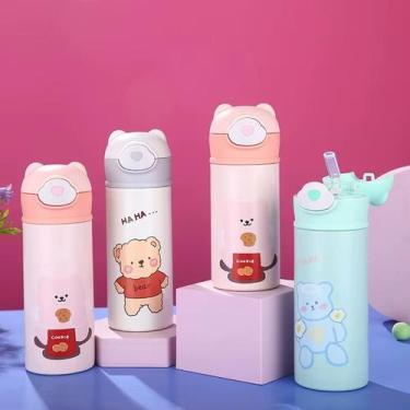 Imagem de Garrafinha Termica Infantil 300ml Ursinhos Fofo Menina e Menino com Bi