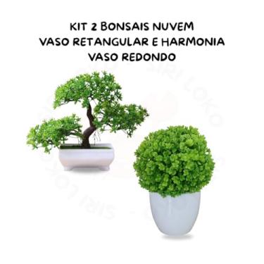 Imagem de Genérico, Kit 2 Bonsais Artificiais – Harmonia Vaso Redondo e Nuvem Vaso Retangular Decoraçao Sofisticada