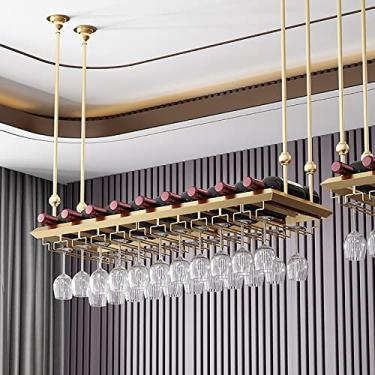 Imagem de Prateleira de garrafa de vinho de metal industrial, rack de vinho de teto, altura ajustável, suporte de taça de vinho, restaurantes/bares/suporte de exibição doméstica (80 cm)
