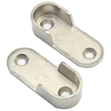 Imagem de ZUDKSUY 20 peças de soquetes ovais de flange de suporte de haste de armário, suporte de flange de haste de guarda-roupa com parafusos de montagem para hastes de 18 x 35 mm (prata)