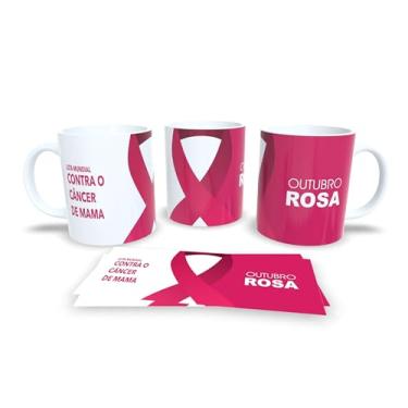 Imagem de Caneca de Cerâmica 325ml Outubro Rosa, Tema Conscientização, Acabamento Brilhante, Resistente a Microondas, Reutilizável (2186)
