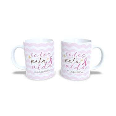 Imagem de Caneca de Cerâmica 325ml Outubro Rosa, Tema Conscientização, Acabamento Brilhante, Resistente a Microondas, Reutilizável (14890)