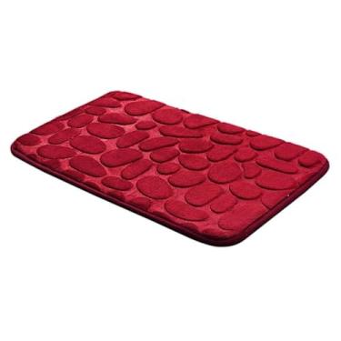 Imagem de Tapete de Banheiro Antiderrapante com Efeito 3D Tapete Absorvente em Lã Coral para Box Lavatório e Banheira (Vermelho)
