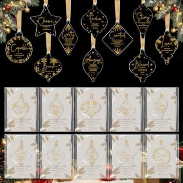 Imagem de Kasyat 50 conjuntos de enfeites de Natal cristãos em acrílico transparente com versículo bíblico de árvore com saco OPP para cartão, presentes de agradecimento de funcionários religiosos para igreja