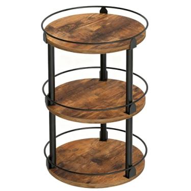 Imagem de MAVIS LAVEN Organizador de Temperos Giratório, Suporte de 3 Níveis Com Rotação de 360 Graus e Base Antiderrapante, para Bancada de Cozinha, Despensa, Armazenamento Em Banheiro (Madeira Metálica)