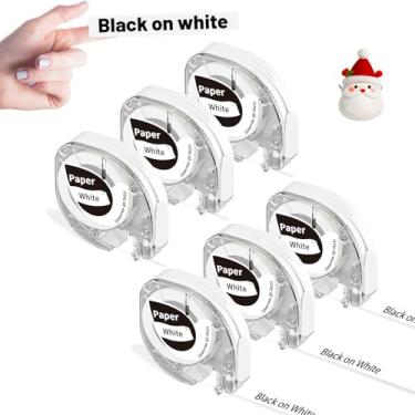 Imagem de EazeID Substituição de fita de etiqueta para refil DYMO Label Maker 91330, compatível com refis Dymo Letratag 12 mm x 4 m (1/5.1 cm x 13') para Dymo Labeler Letra Tag 200B LT 100H 100T Plus, LT12,