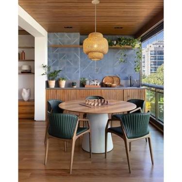 Imagem de Pendente Bali 40cm em Fibra de Bambu com Canopla de Madeira GMH Trade – Design Natural e Aconchegante