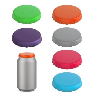 Imagem de Tampas de lata de refrigerante – Pacote com 6 capas de lata de silicone reutilizáveis, tampas de lata pop para latas padrão, protetor de latas de refrigerante, tampas de latas para refrigerante