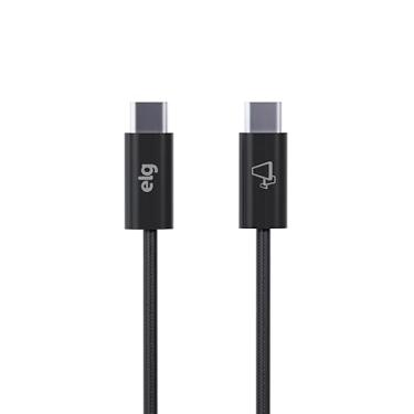 Imagem de Cabo USB-C para USB-C ELG TC240, 240W Power Delivery, Chip Emark, 480 Mbps, Nylon Trançado, 1m, Preto, TC240,ELG