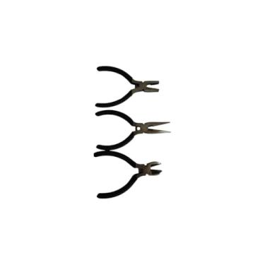 Imagem de Conjunto 3 Mini Alicates com Mola 4,5'', Aço Carbono e PVC, Preto, Bico Universal Corte, 13cm