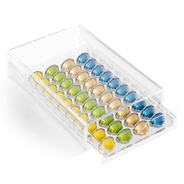 Imagem de Organizador de cápsulas de café de acrílico, gaveta de armazenamento para Nespresso Vertuo - Suporte de cápsulas de café para balcão transparente organizador de cápsulas de café - 40 cápsulas