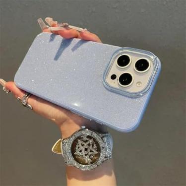 Imagem de HTVJFX Capa de celular luxuosa com glitter e geleia de chocolate para iPhone 15 Plus, capa protetora de silicone macio à prova de choque e brilhante (para iPhone 15 Plus/Azul)