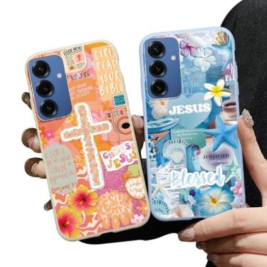 Imagem de Zrutru Pacote com 2 capas de telefone Estética Jesus Colagem para Samsung Galaxy S25+ 5G Capa protetora macia à prova de choque para mulheres meninas capa de telefone Funda para Samsung S25+ 6,7