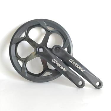 Imagem de CDHPOWER CHPOWER Pedaleira de bicicleta única 48T/52T Anel de aço com capa de corrente dupla Braço de liga de alumínio de 170 mm para velocidade única e bicicletas de 6/7/8 velocidades (52T)