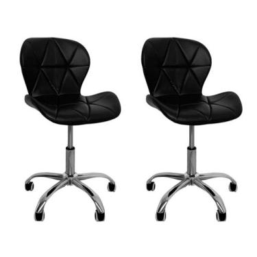 Imagem de Kit 2 Cadeiras Escritório Slim Vegas Base Giratória Estofada Preto - D