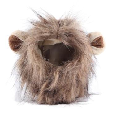 Imagem de ZJchao Peruca Juba de Leão para Gato, Fantasia de Animal de Estimação, Acessório Engraçado para Cabelo de Leão Peludo Com Ajustável para Cães e Gatos Pequenos (Capuz Gato Leão M)