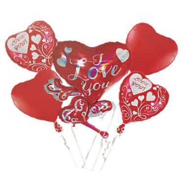 Imagem de Kit Balão Metalizado Buque Coração - 5 Unidades
