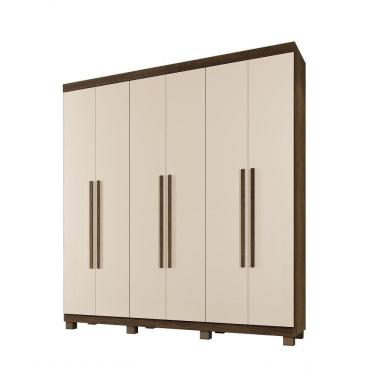 Imagem de Roupeiro Milão 6 Portas 3 Gavetas Benetil Imbuia-off White