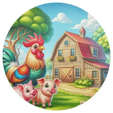 Imagem de Conjunto de 1 jogo americano redondo resistente ao calor de 38 cm, tapetes de cozinha de PVC, para mesa de jantar, mesa de cozinha