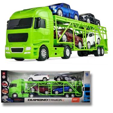 Imagem de Caminhão Cegonheira Diamond Truck C- 4 Pick Ups Grande 66cm Verde
