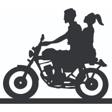 Imagem de Enfeite Decorativo de Mesa Silhueta Família em MDF para Sala Quarto Escritório Decoração Moderna (Casal motoqueiro SL-F35)