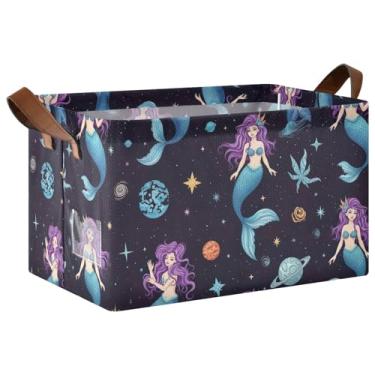 Imagem de Organizadores de armário e armazenamento para armário, grandes caixas de armazenamento de brinquedos com alças, caixas organizadoras de espaço Sereias 17 x 29 x 25 cm, 1 pacote
